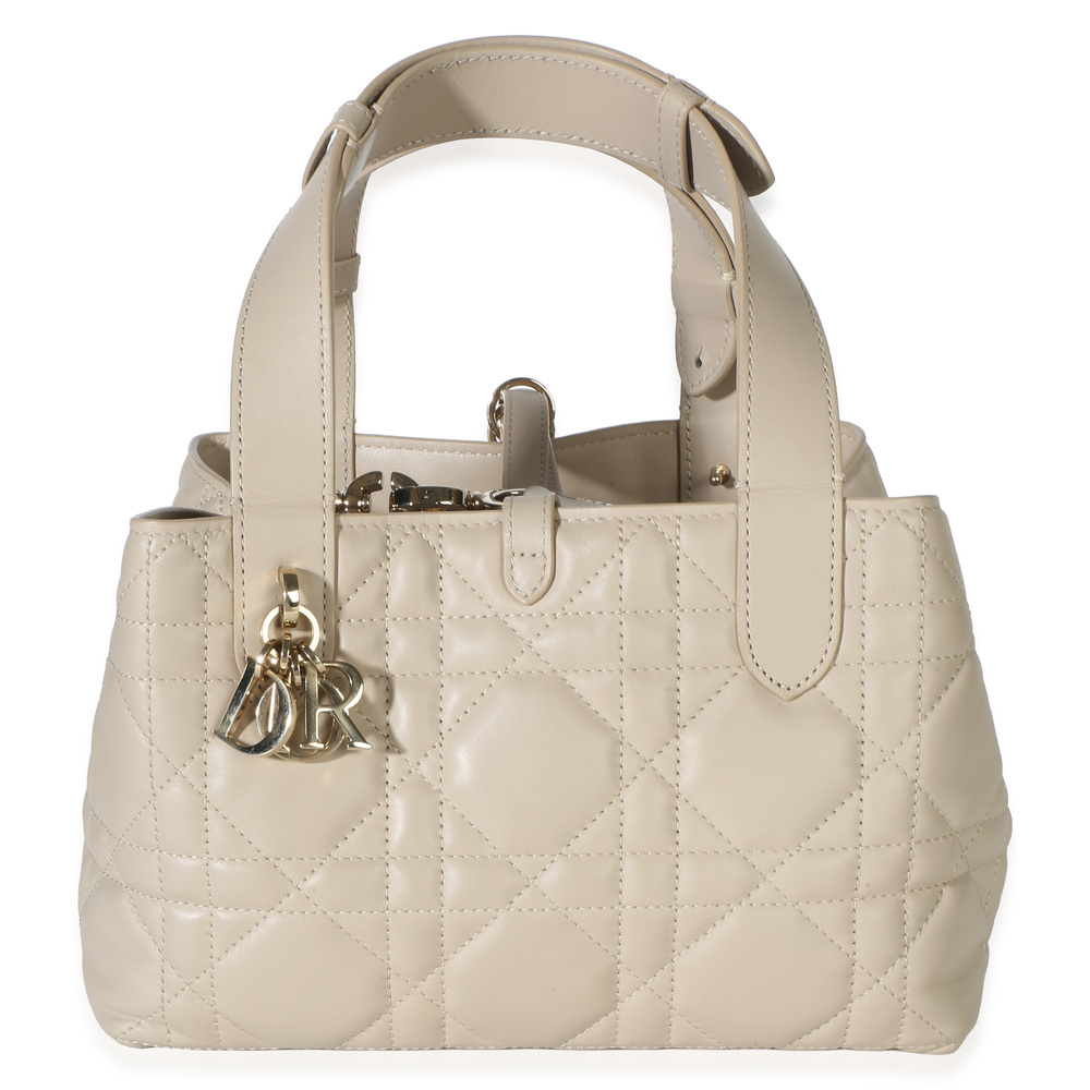 Christian Dior Powder Beige Macrocannage Calfskin Small Dior Toujours Tote